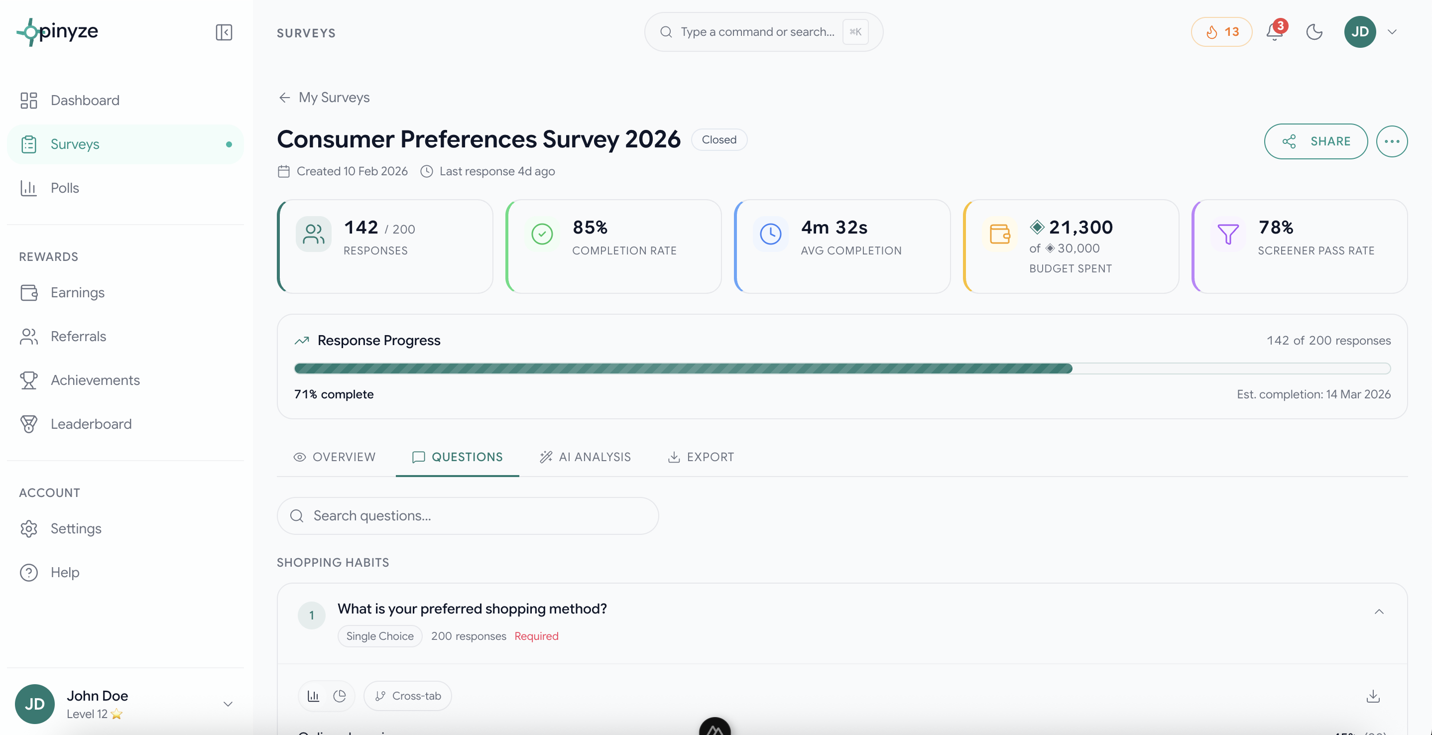 Survey analytics overview
